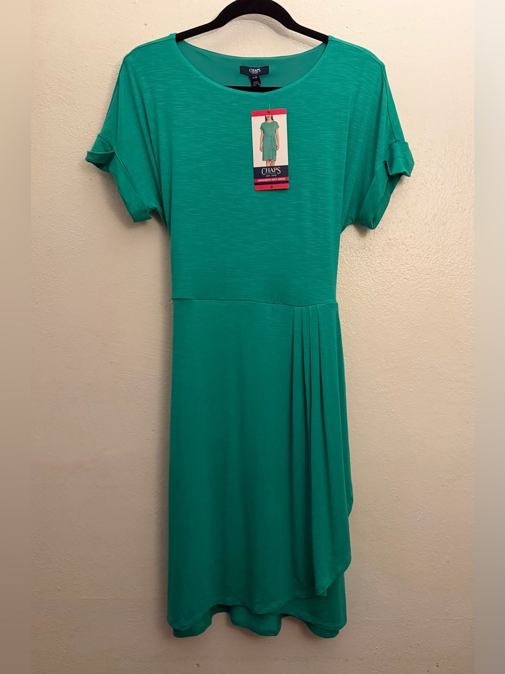 NEW Chaps by Ralph Lauren Size Medium Emerald Green Short Sleeve Dress